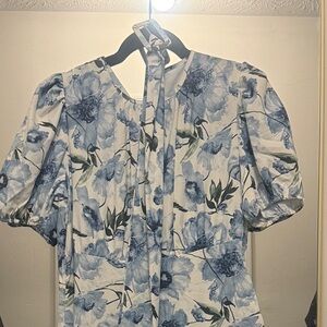 SHEIN Blue Floral Long Sleeve Dress